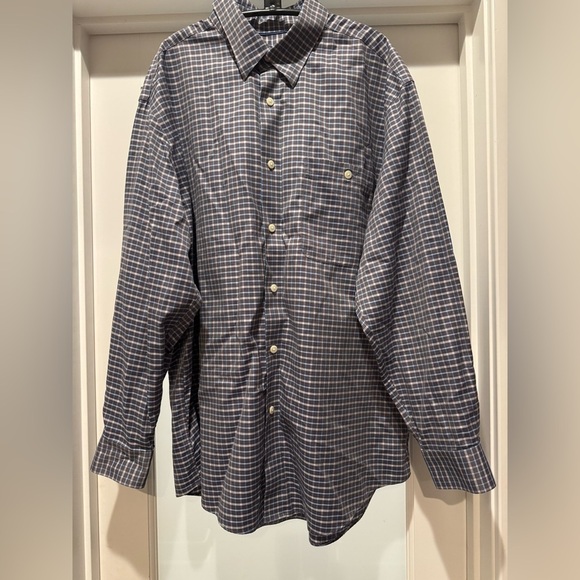 ORVIS Blue Plaid Shirt Size XL Hidden Button Down Wrinkle Free Work Office - Picture 1 of 17